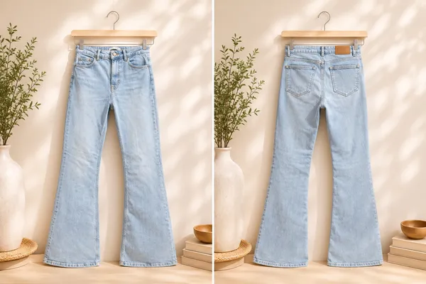 Zara High Waisted Flare Jeans Light Wash Size 6 EUR 38 - Image 3
