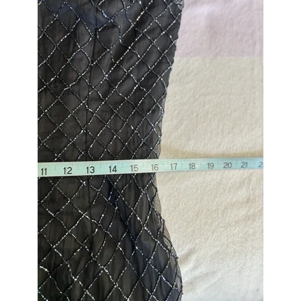 Stenay Black Silk Full Bead Gown & Jacket Sz 14 Adj Straps Lined Sparkle Formal - Image 14