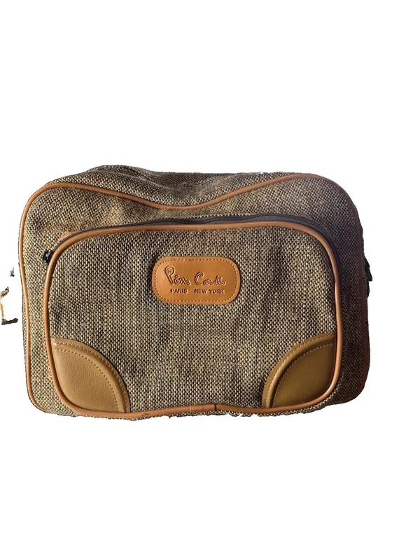 Pierre Cardin Vintage Travel Carry-On Train Case Weekender Brown Tweed Bag - Image 2