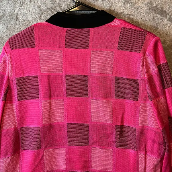 Ming Wang Hot Pink Black Color Checkered Cardigan‎ Jacket Womens Size Large - Image 5