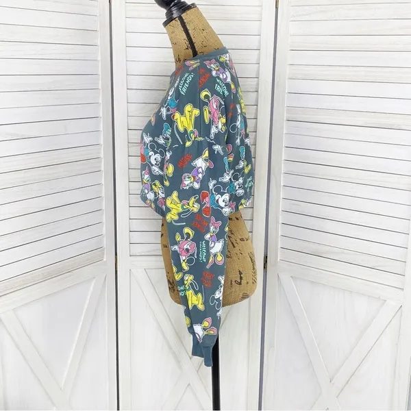Disney‎ Mickey Mouse And Friends Crop Sweatshirt Gray Multi Medium - Image 2