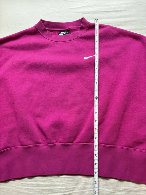 Nike Fuchsia Cropped Fleece Crewneck Sweatshirt Small Swoosh Size S - Image 7