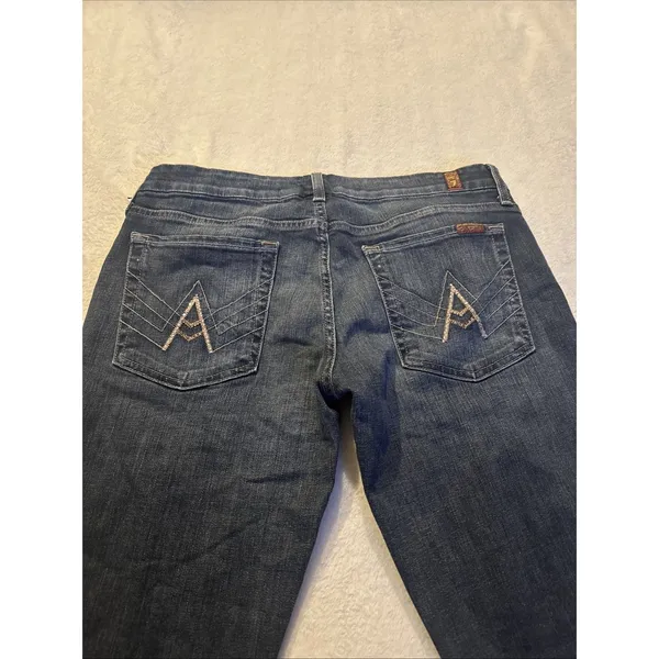 7 FOR ALL MANKIND Women jeans A Pocket Stretch Flare Mid Rise sz 31 - Image 9