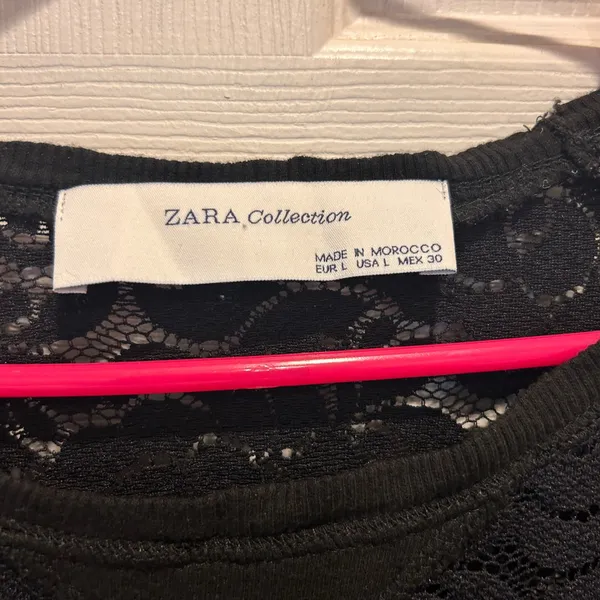 Zara Collection Black‎ Lace Long Sleeve Top Women's Size Large Sweatshirt Style - Image 3