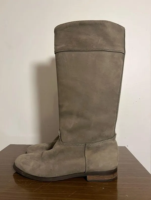 LL Bean Suede Riding Boots Tall Taupe Size 8 Made In Canada - Image 4