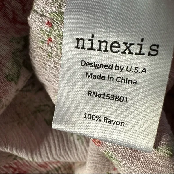 Ninexis Women’s Floral Flutter Sleeve Blouse Pink Small Rayon - Image 5
