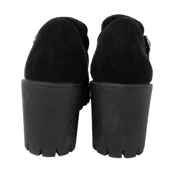 Black Faux Suede Chunky Lug Sole Platform Slip On Buckle Mary Jane Shoes Size 39 - Image 8