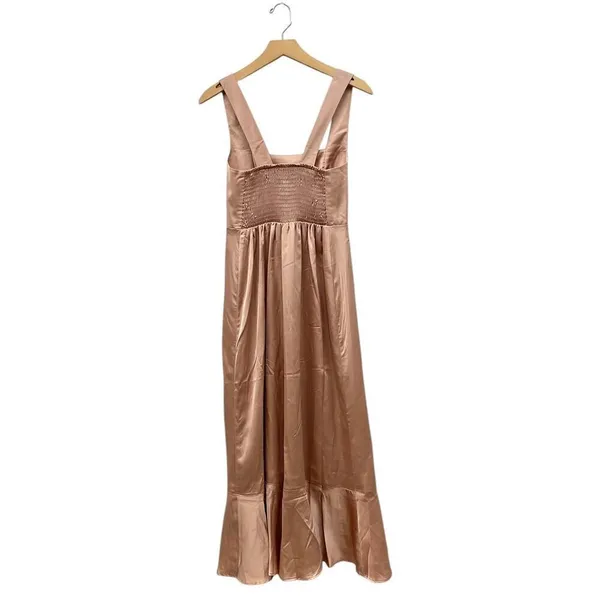Show Me Your Mumu Claire Midi Dress in Rose Gold Luxe Satin size Small - Image 5