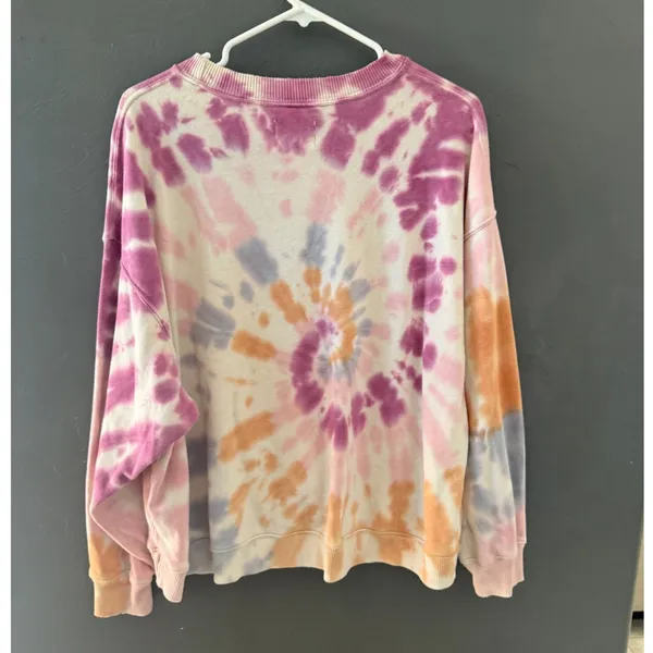 American Eagle Womens Tie Dye Spiral Sweatshirt Purple Orange Oversized Small‎ - Image 5