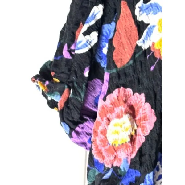 Anthropology XS Floral Cropped Ruffle Hem Shirt Top Whimsygoth Coquette - Image 4