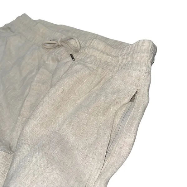 Athleta Retreat High Rise 100% Linen Ankle Pants Undyed Size XL Pull On Neutral - Image 7