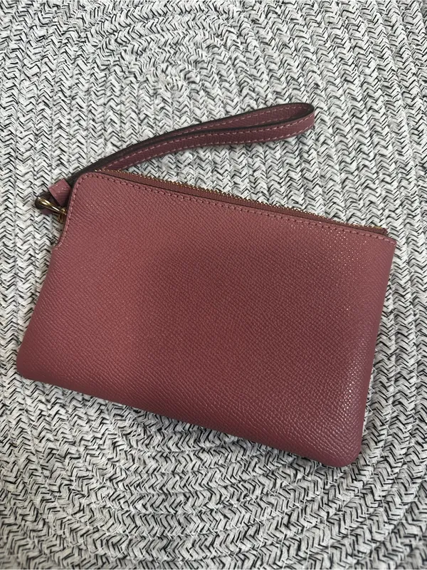 Coach Pebbled‎ Leather Wristlet - Mauve Pink - Image 3
