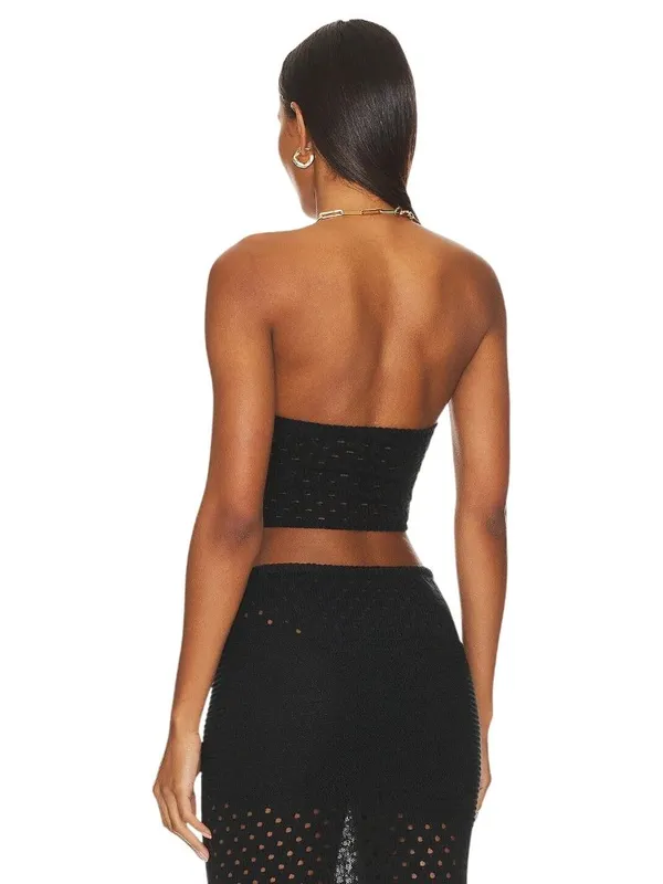 SNDYS X Revolve Whitehaven Top in Black Small New Womens Cut out Cropped Tube Ba - Image 3