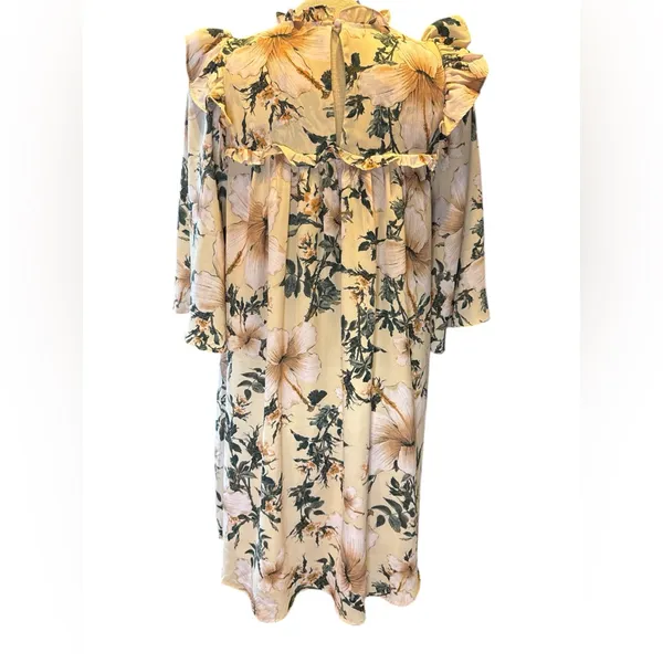 Happy x Nature Kate Hudson Smocked Floral Knee Length Dress‎ NWT Boho Small - Image 4