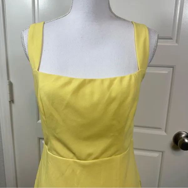 Lulus Social Sensation Light Yellow Square Neck Mini Bodycon Dress Size M NWT - Image 3