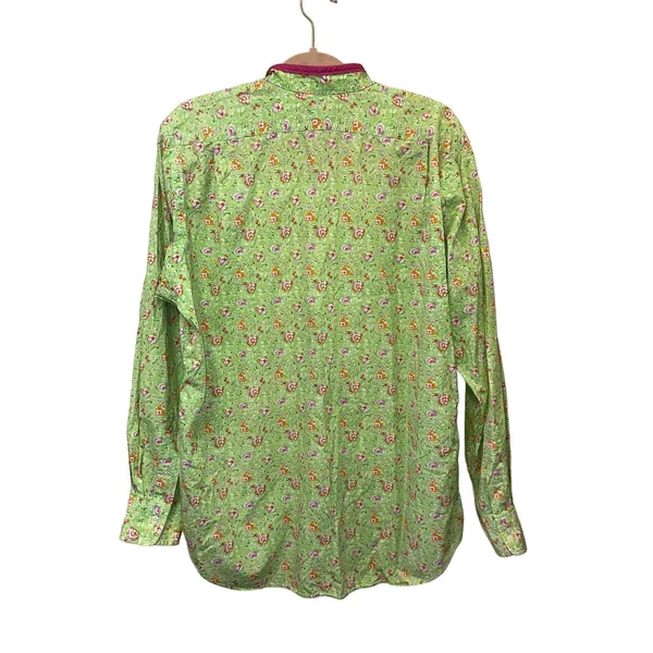 Vintage Polo Ralph Lauren Floral Button Down Shirt Classic Fit Large‎ Green - Image 3