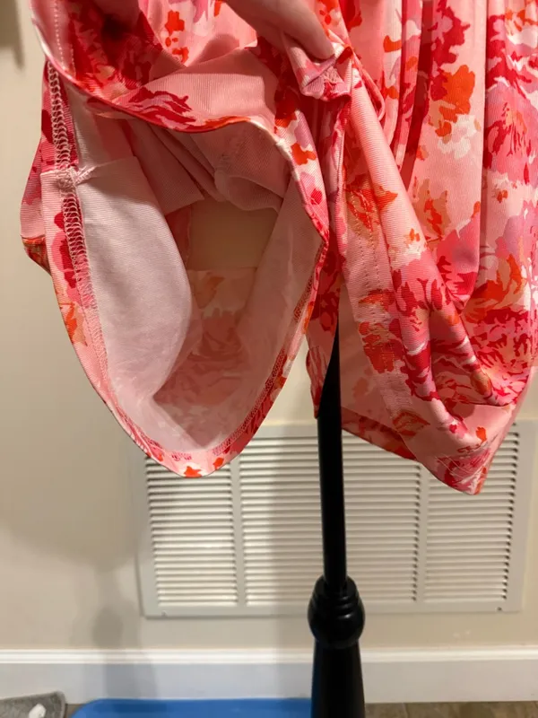 Deep self | Floral Pink Smocked Romper with Ruffle Straps - Image 4
