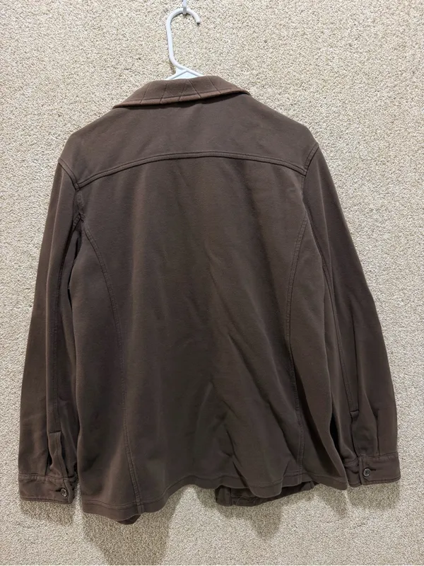 Tommy Bahama brown sweater jacket pima cotton button down FLAWS camping hiking S - Image 9