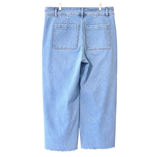 Mica Denim Wide Leg Crop Jeans Size‎ 32 Fits 12-14 Inseam 25" Stretch Pockets - Image 9
