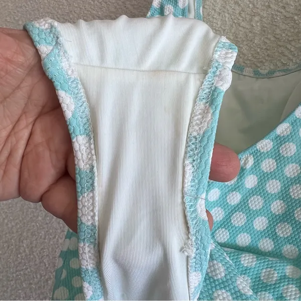 Aerie NWT Women’s Blue Cheeky Polka Dots One‎ Piece Bathing Suit Size Medium - Image 10