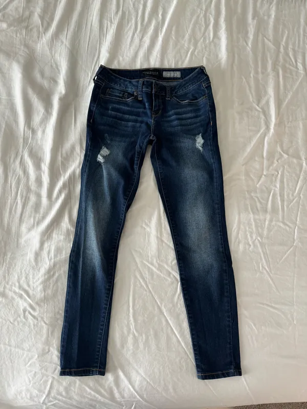 Dark Wash Low Rise Destroyed Jeggings - Image 2