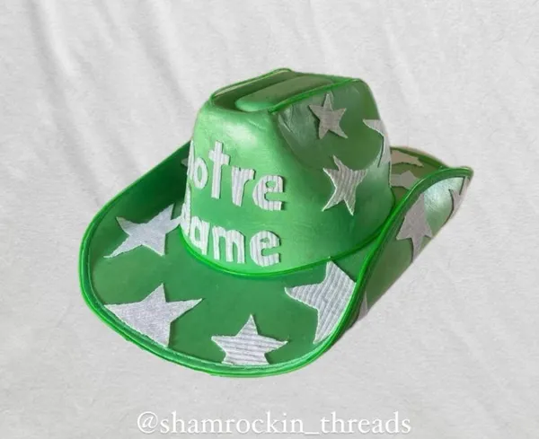 green and white starry Notre Dame cowboy hat - Image 2