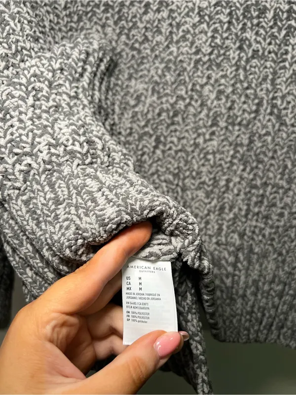 American Eagle Outfitters Gray Marled Crewneck Sweater - Image 4
