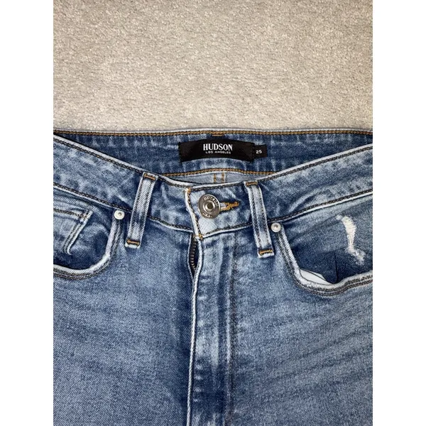 Hudson Flare Jeans 25 Blue Distressed Bell Bottom‎ Wide Leg Denim Boho Festival - Image 3