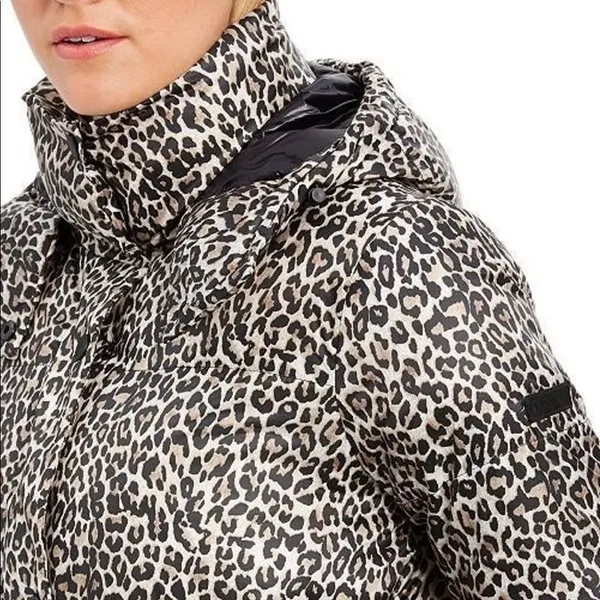 BCBGeneration Leopard-Print Hooded Puffer Coat NEW - Image 2