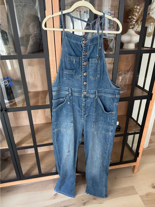Pilcro painter denim overalls jumpsuit Anthropologie medium was straight leg - Image 8