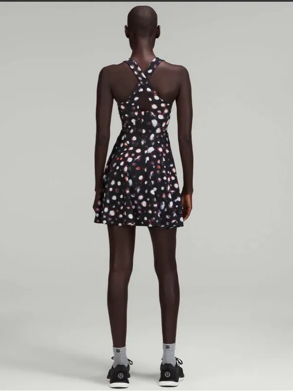 Lululemon Court Crush Tennis Dress Haze Dot Inverse Orange Multi 8 Pickleball - Image 2