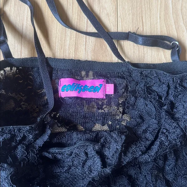 Edikted Black Lace Chemise Slip - Image 2