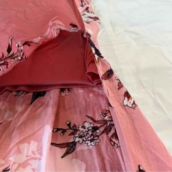 Floral Pink Maxi Dress Small High Neck Front Splits Fairy Cottagecore Whimsical - Image 4