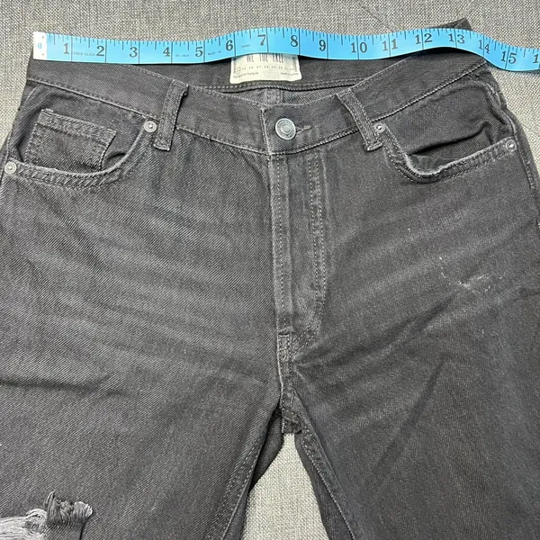 WE THE FREE Black‎ Distressed Denim Jeans 24 Mid Rise Button Fly Straight Leg - Image 5