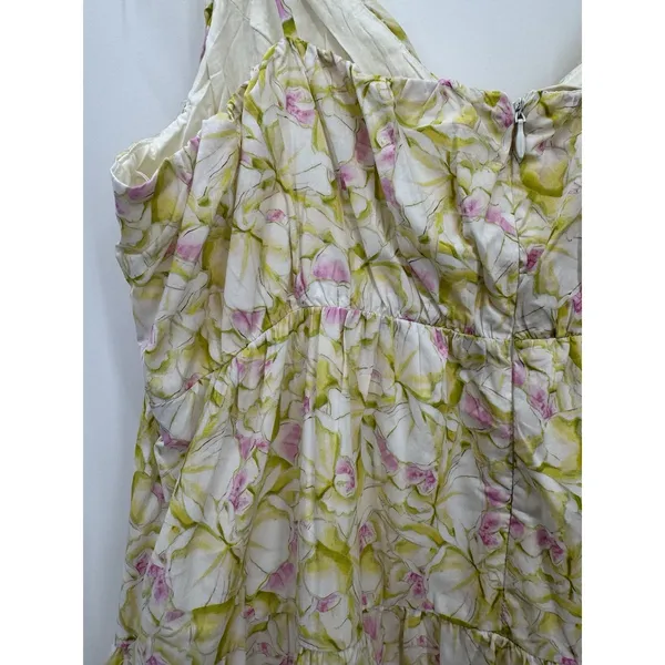 NWOT ASTR The Label Tie Strap Tiered Maxi Dress Size Large Green Pink Floral - Image 8