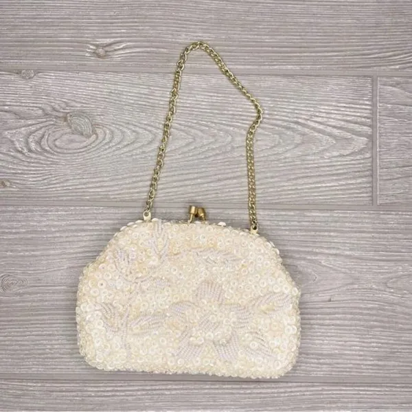 vintage beaded sequin safco clutch small formal bag / purse / wallet prom - Image 2