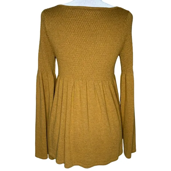Anthropologie M Knitted and Knotted Esme Wool Blend Bell Sleeve Sweater Babydoll - Image 4