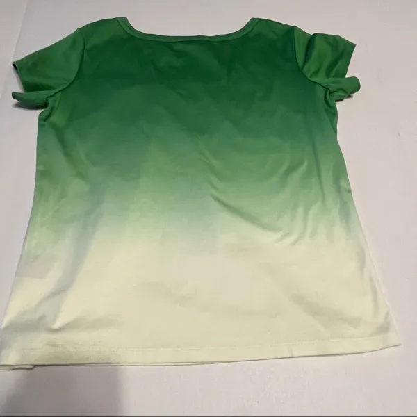 Lafayette 148 New York Womens Size Medium Green Ombre Short Sleeve Shirt‎ *FLAW* - Image 8