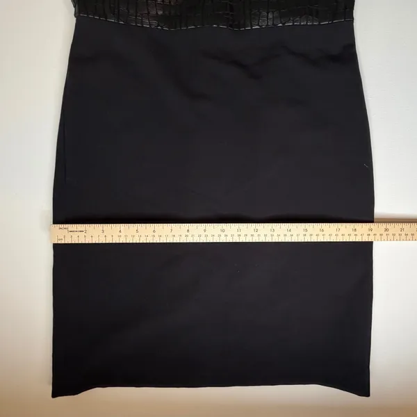 Anne Klein Black Crocodile Texture Sheath Dress Size 6 Faux Leather Office Work‎ - Image 13