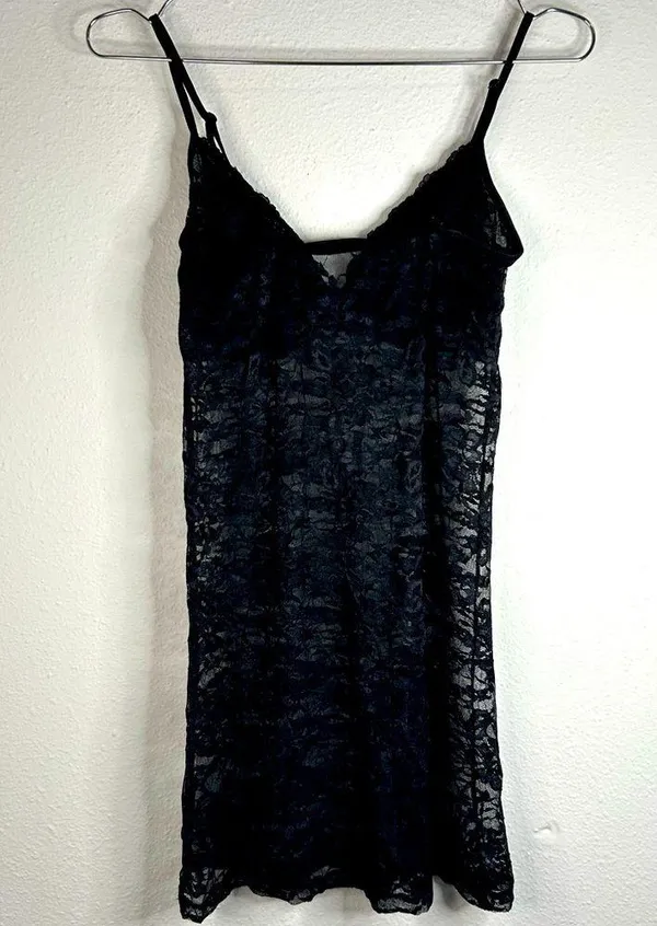 Black Sheer Lace Slip Dress - Size Small - Image 7