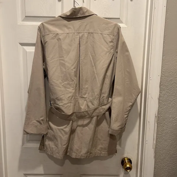 Woolrich Womens Safari Field Jacket Tan Beige Cotton Blend Belted Size Small - Image 6