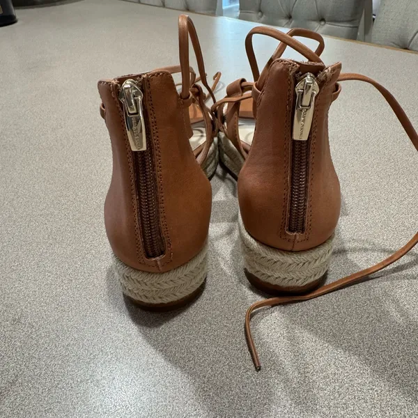 Women’s Tan Leather Lace-Up Espadrille Sandals by Vince Camuto - Image 3