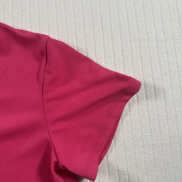 WOMEN'S PINK ACTIVEWEAR SHIRT Size Small V-Neck Open Split Back Workout Top Gym - Image 5
