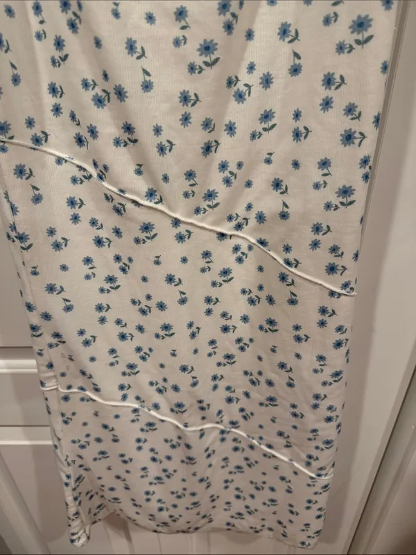 Princess Polly Oscar White Strapless Dress with Blue‎ Floral Print medium nwt - Image 4