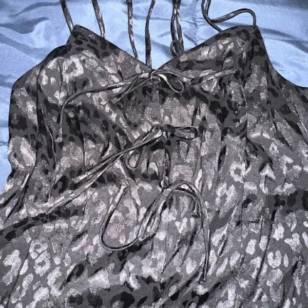 Free people intimately silky Bow-Dacious Mini Slip Dress animal leopard print go - Image 11
