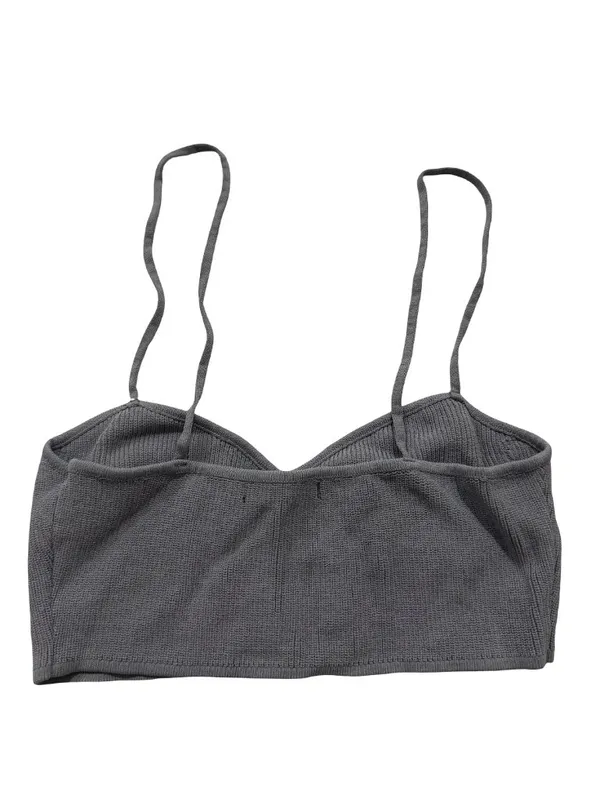 Zara Dusty Blue Ribbed Knit Crop Top Sweetheart Shirt Silhouette Large Women's - Image 7