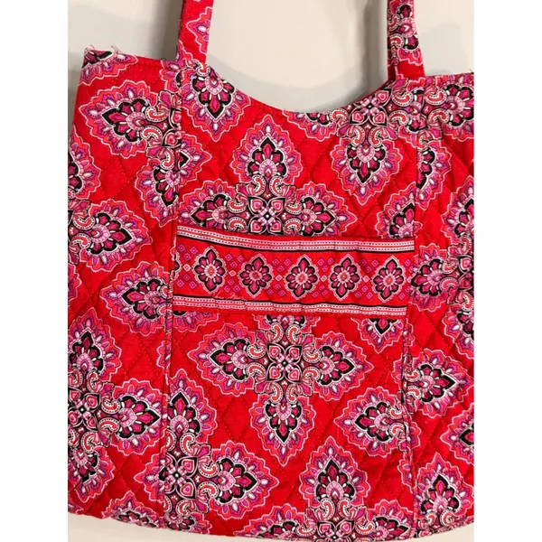 Vera Bradley Tote Bag Womens‎ Red Pink Provencal Quilted Cotton Excellent Large - Image 3