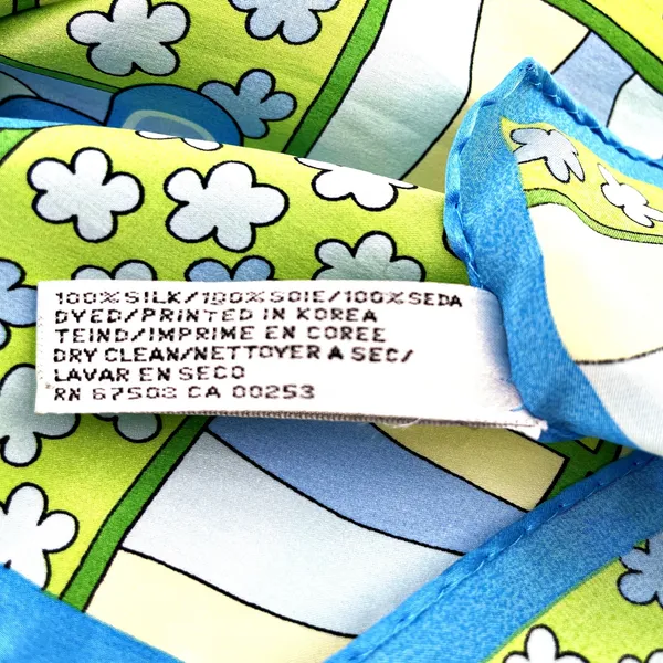 Collection XIIX Fun Mod Geo Blue Green Floral 100% Silk Scarf LTD 10X50 - Image 4