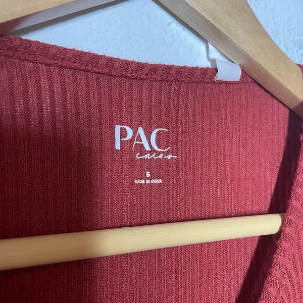 PacSun S Red Ribbed Fitted Crop Top Short Sleeve Baby Tee Rayon Stretch - Image 7