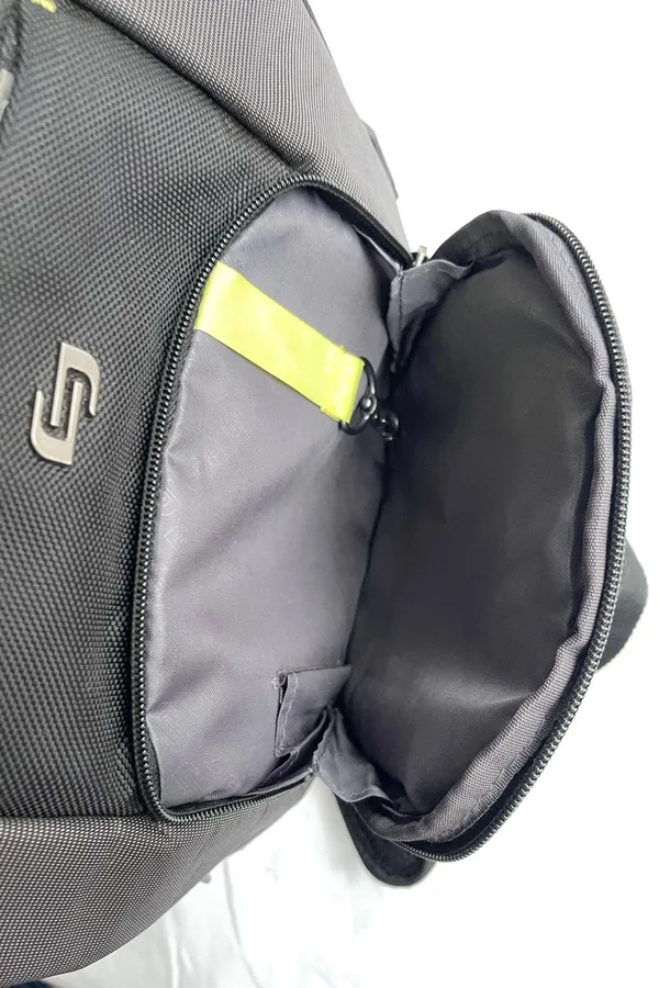 Solo Black Sling Backpack Crossbody Bag, Zip Closure, Adjustable Strap Pockets - Image 12